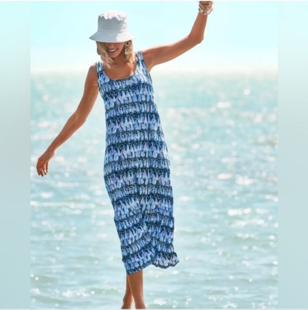 NEW LILLY PULITZER MARTINS MIDI DRESS SAILS AND STRIPES Medium
